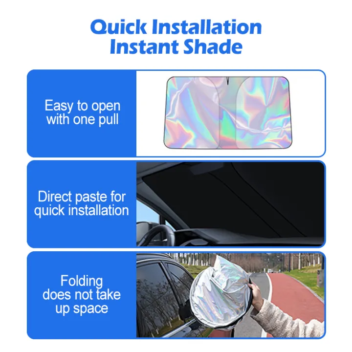Car Sun Shade Laser Front Window Sunshade Universal Summer Thermal Insulation Sun Protection Parasol UV Ray Sun Shade 汽車遮陽