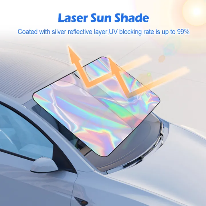 Car Sun Shade Laser Front Window Sunshade Universal Summer Thermal Insulation Sun Protection Parasol UV Ray Sun Shade 汽車遮陽