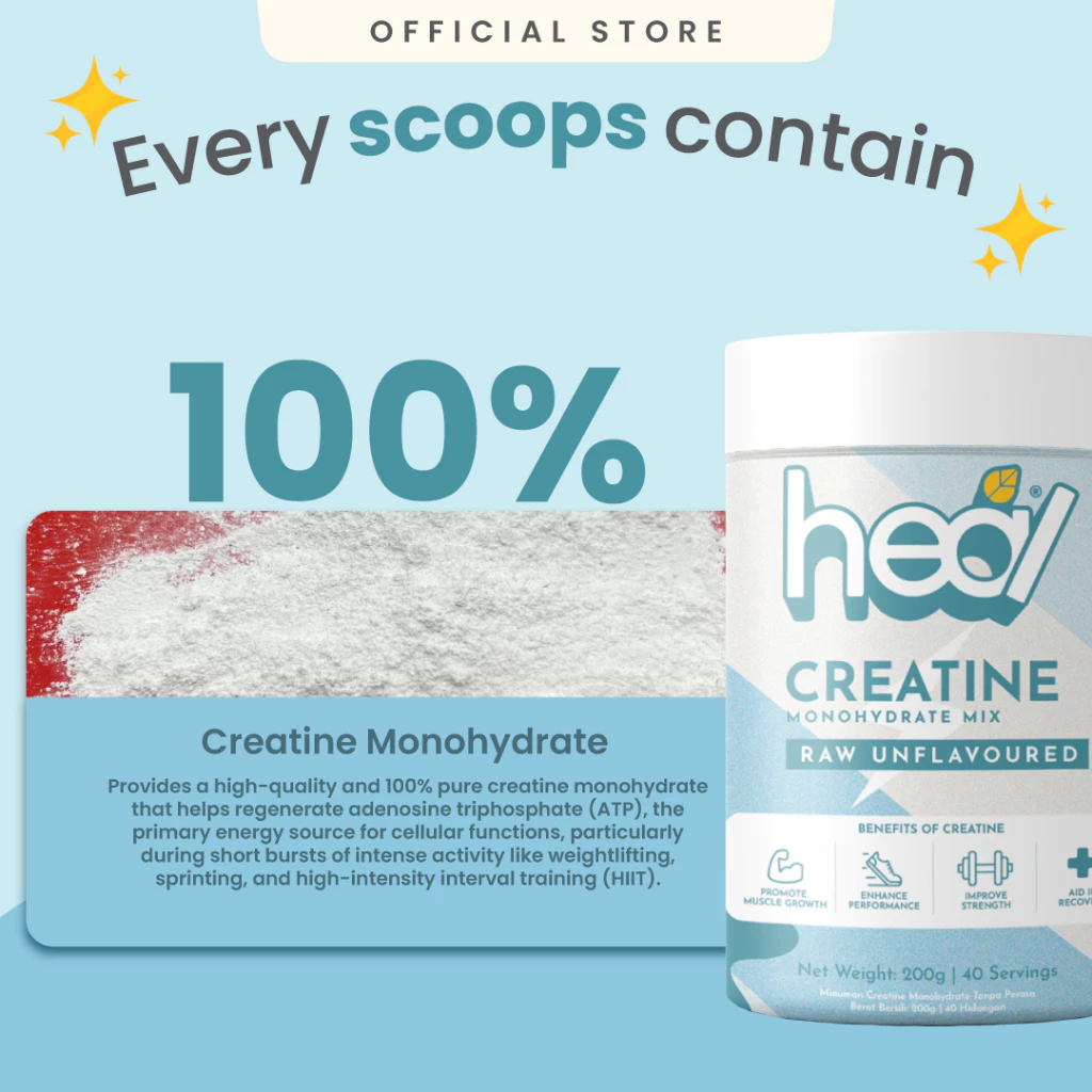 Heal Creatine Monohydrate Powder for Muscle Growth/Recovery - Unflavored
