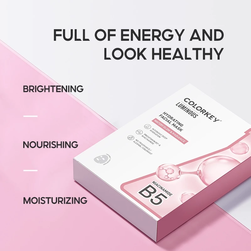[bundle of 5]COLORKEY Luminous B5 Hydrating Facial Sheet Mask (10ea x 5ea) Brightening Repairing Soothing for daily use