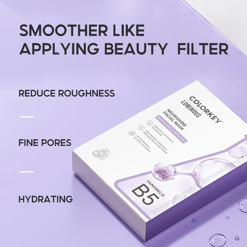 [bundle of 5]COLORKEY Luminous B5 Hydrating Facial Sheet Mask (10ea x 5ea) Brightening Repairing Soothing for daily use