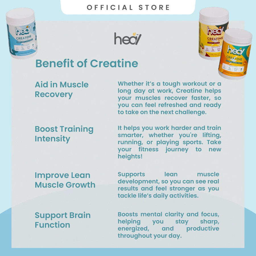Heal Creatine Monohydrate Powder for Muscle Growth/Recovery - Unflavored